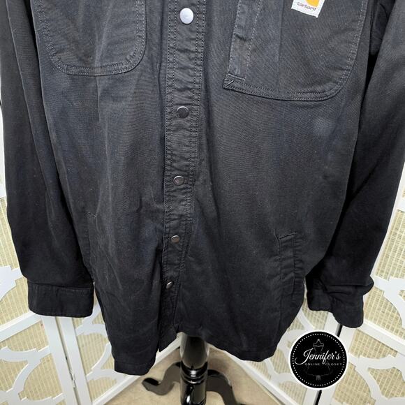 Carhartt Men's Black Rugged Flex® Relaxed Fit Fleece-Lined Shirt Jacket 2XL Tall - Picture 6 of 15